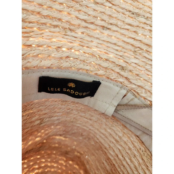 NWD Lele Sadoughi Turquoise Embellished Straw Sun Hat Natural One Size - Picture 12 of 13